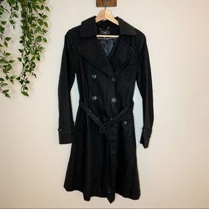 H&M Belted Trench Coat Black Size US 4